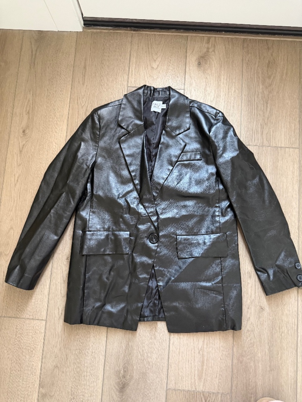 Princess Polly black faux leather blazer